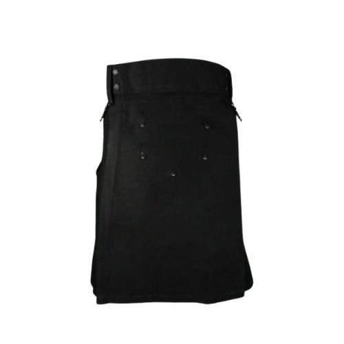 60-1.jpg Women’s Modern Black Utility Kilt with Decorative Front and Side Pockets - Image 1