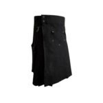 Women’s Modern Black Utility Kilt with Decorative Front and Side Pockets - Image 2