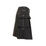 Women’s Modern Black Utility Kilt with Pockets and D-Ring Accents - Image 2