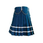 Women’s Navy Blue Utility Mini Kilt with Chains and Contrast Straps - Image 3