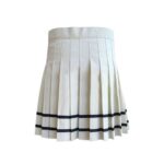 Women’s White Pleated Mini Gothic Kilt with Black Straps and Chain Details - Image 3