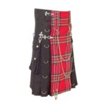 Men’s Black Hybrid Gothic Kilt with Royal Stewart Tartan Apron and Chains - Image 2