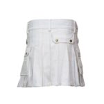 Women’s White Mini Utility Kilt with Adjustable Straps and Side Pockets - Image 3