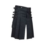 Women’s Modern Black Utility Kilt with Decorative Front and Side Pockets - Image 4
