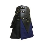 Men’s Gothic Black Hybrid Kilt with V-Shaped Leather Apron - Image 2