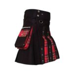 Men’s Modern Hybrid Kilt with Black and Royal Stewart Tartan Design - Image 2