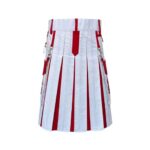 Men’s White and Red Modern Hybrid Kilt with Stylish Cross Detailing - Image 3