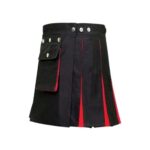 Women’s Black and Red Hybrid Mini Kilt with Detachable Pocket - Image 2