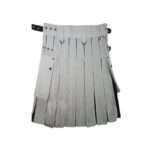 Women’s White and Black Hybrid Kilt with Stud Accents and Buckle Straps - Image 3