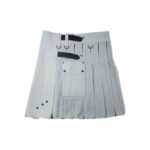 Women’s White and Black Hybrid Kilt with Stud Accents and Buckle Straps - Image 2