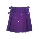 Women’s Purple Mini Utility Kilt with Silver Button Accents and Large Pockets