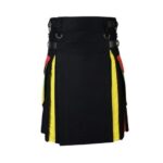 Men’s Black Utility Kilt with Rainbow Pleats and Cargo Pockets