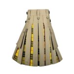 Men’s Khaki Hybrid Utility Kilt with MacLeod of Lewis Tartan Pleats - Image 3