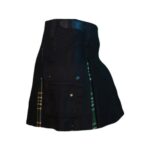 Women’s Black and Green Irish Tartan Hybrid Kilt with Utility Pockets - Image 2