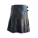 Stylish Black Leather Kilt with Detachable Front Pocket and Buckle Straps - Image 3