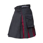 Men’s Modern Black Hybrid Kilt with Red Pleat Accents - Image 3