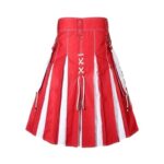 Men’s Two-Tone Red and White Hybrid Kilt with Lace-Up Front Design - Image 3