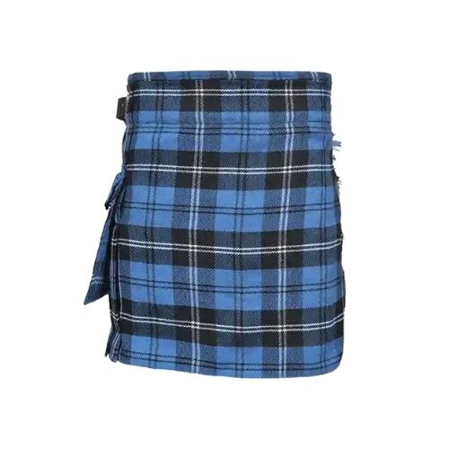 82.jpg Women’s Ramsay Blue Tartan Utility Kilt with Fastening Straps - Image 1