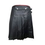Modern Black Leather Kilt with Red Piping and Buckle Straps - Image 4