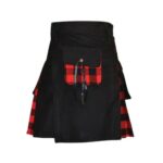 Men’s Black Hybrid Kilt with Rob Roy MacGregor Tartan Pleats