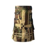 Men’s Gothic Woodland Camo Hybrid Kilt with Khaki Accents