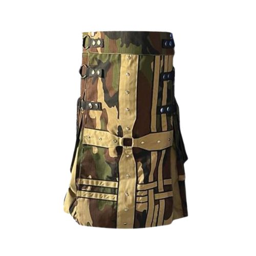 9-4-1.jpg Men’s Gothic Woodland Camo Hybrid Kilt with Khaki Accents - Image 1