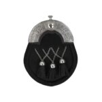 BLACK SEMI DRESS SPORRAN WITH CHROME CELTIC CANTLE