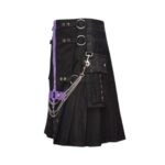 Black Gothic Utility Kilt with Purple Cross Straps - Image 2