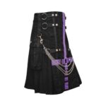 Black Gothic Utility Kilt with Purple Cross Straps - Image 3