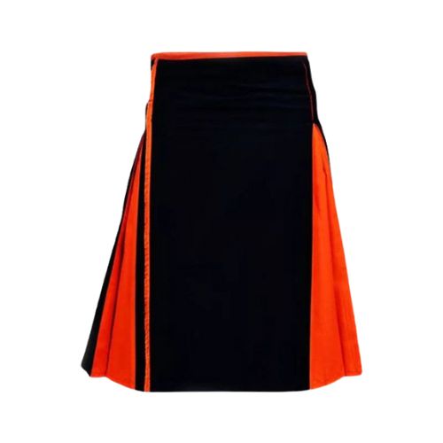 Black-Orange-Classic-Hybrid-Kilt.jpg Black & Orange Classic Hybrid Kilt - Image 1
