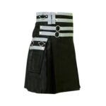 Black Utility Kilt with Stylish Flap Pockets - Image 3