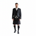 Complete Gents Black Spirit Prestige Kilt Outfit - Prince Charlie Outfit