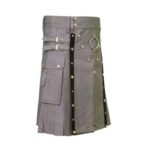 Gothic Grey Belted Utility Kilt - Image 2