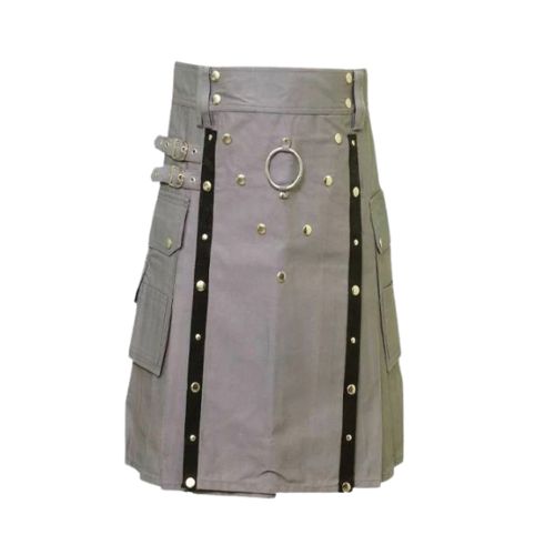 Gothic-Grey-Belted-Utility-Kilt.jpg Gothic Grey Belted Utility Kilt - Image 1