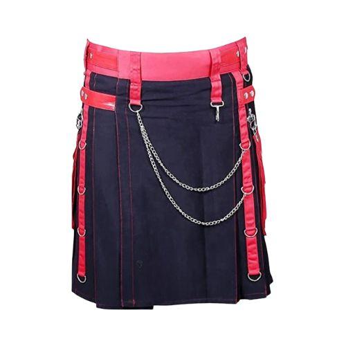 High-Quality-Scottish-Gothic-Kilt-in-Black-and-Pink-Red.jpg High-Quality Scottish Gothic Kilt in Black and Pink-Red - Image 1