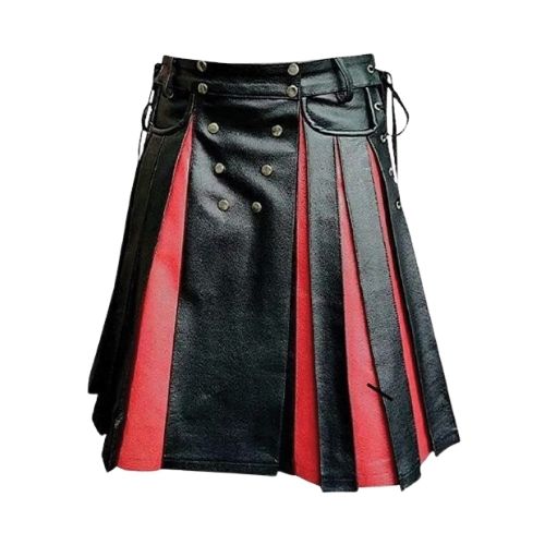 Leather-Gladiator-Kilt-Black-and-Red-1.jpg Leather Gladiator Kilt (Black and Red) - Image 1