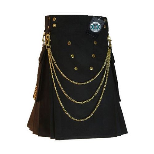 Mens-Black-Utility-Kilt-with-Chain-Accents-–-Bold-Stylish-and-Functional.jpg Men’s Black Utility Kilt with Chain Accents – Bold, Stylish, and Functional - Image 1