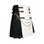Men's White and Black Gothic Hybrid Kilt - Image 2
