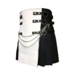 Men's White and Black Gothic Hybrid Kilt - Image 3