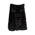 Modern Black Gothic Kilt with Detachable Pocket - Image 2