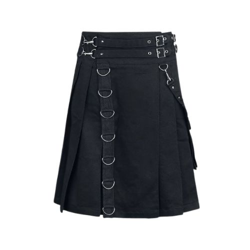 Modern-Black-Punk-Kilt-Gothic.jpg Modern Black Punk Kilt Gothic - Image 1