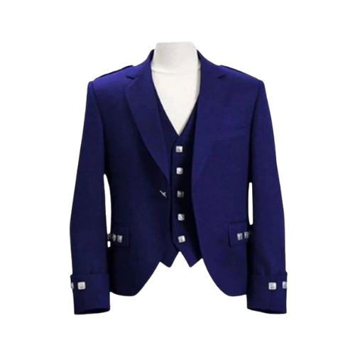 Navy-Blue-Argyle-Kilt-Jacket-with-5-Button-Vest.jpg Navy Blue Argyle Kilt Jacket with 5 Button Vest - Image 1