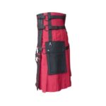 Red Gothic Utility Kilt with Cross Straps and Black Apron - Image 2