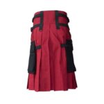 Red Gothic Utility Kilt with Cross Straps and Black Apron - Image 3