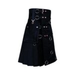 Stylish Black Utility Kilt with Decorated Apron - Image 2