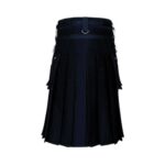 Stylish Black Utility Kilt with Decorated Apron - Image 3