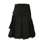 Black Denim Kilt with Side Lacing and Metal D-Rings - Image 4