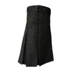 Black Denim Kilt with Side Lacing and Metal D-Rings - Image 2