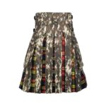 Desert Camouflage and Red/Black Tartan Tactical Kilt with Cargo Pockets and Studs - Image 3