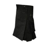 Black Denim Kilt with Side Lacing and Metal D-Rings - Image 3
